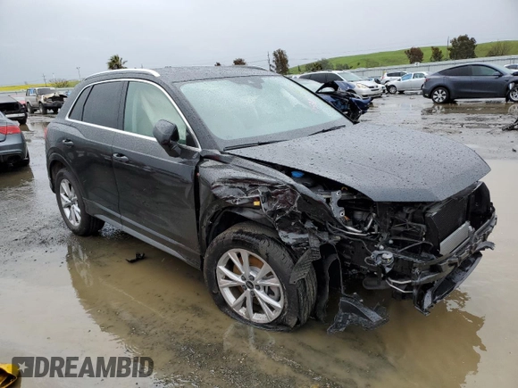 2021 Audi Q3 S line Premium with VIN WA1DECF39M1035751, listed as a Copart auction lot 46056693 with 5,161 mi miles and . Bid and sale history available at DreamBid. Image 4.