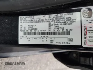 2015 Ford Fiesta S with VIN 3FADP4AJ9FM139356, listed as a Copart auction lot 46588365 with 152,729 mi miles and Salvage Title. Bid and sale history available at DreamBid. Image 12.