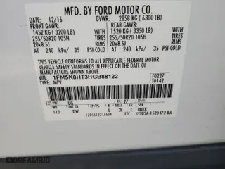 2017 Ford Explorer Platinum with VIN 1FM5K8HT3HGB88122, listed as a Copart auction lot 46646155 with 59,157 mi miles and Salvage Title. Bid and sale history available at carsss.com. Image 13.