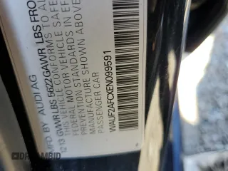 2014 Audi S6 Prestige with VIN WAUF2AFCXEN099591, listed as a Copart auction lot 71875483 with 126,071 mi miles and Salvage Title. Bid and sale history available at carsss.com. Image 12.