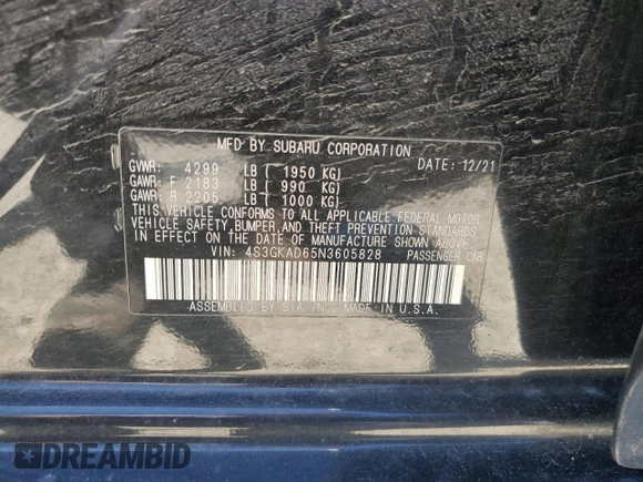2022 Subaru Impreza Premium with VIN 4S3GKAD65N3605828, listed as a Copart auction lot 56519035 with 28,228 mi miles and Salvage title. Bid and sale history available at DreamBid. Image 12.