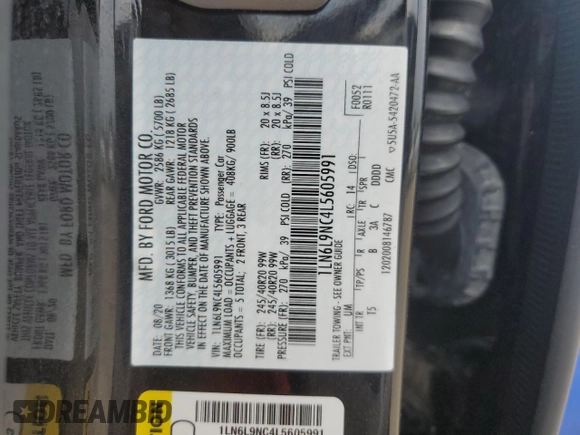 2020 Lincoln Continental Reserve z VIN 1LN6L9NC4L5605991, wystawiony jako Copart lot #60819325 z przebiegiem 46 238 mil mil oraz Szkoda całkowita • Salvage title. Historia ofert i sprzedaży dostępna na DreamBid. Obrazek 12.