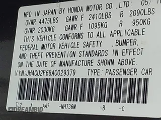 2010 Acura TSX with VIN JH4CU2F68AC029379, listed as a IAAI auction lot 42060753 with 156,105 mi miles. Bid and sale history available at carsss.com. Image 9.