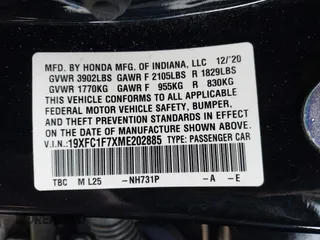 2021 Honda Civic Sedan EX-L with VIN 19XFC1F7XME202885, listed as a IAAI auction lot 40718909 with 42,331 mi miles. Bid and sale history available at carsss.com. Image 9.