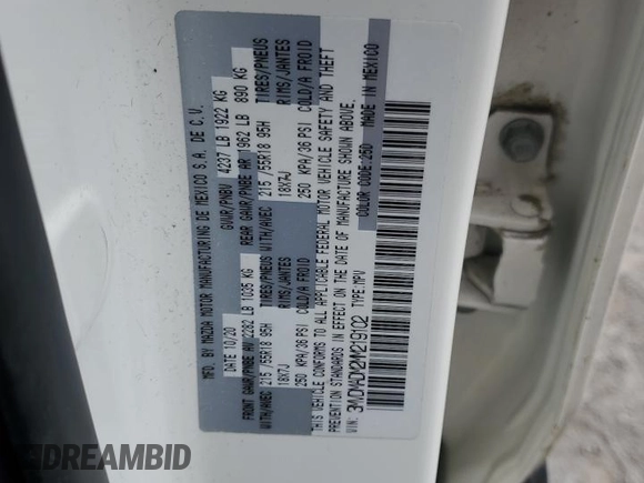 2021 Mazda CX-30 Premium z VIN 3MVDMADM2MM219102, wystawiony jako Copart lot #48200825 z przebiegiem 40 742 mil mil oraz Szkoda całkowita • Salvage title. Historia ofert i sprzedaży dostępna na DreamBid. Obrazek 15.