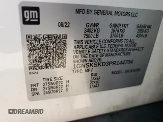 2023 Chevrolet Tahoe Premier with VIN 1GNSKSKD3PR144704, listed as a Copart auction lot 50347615 with 48,937 mi miles and Salvage title. Bid and sale history available at DreamBid. Image 16.
