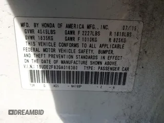 2016 Acura ILX w/Premium/A-SPEC Pkg with VIN 19UDE2F82GA016380, listed as a IAAI auction lot 41262198 with 55,656 mi miles. Bid and sale history available at carsss.com. Image 9.