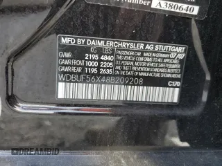 2008 Mercedes-Benz E-Class Luxury 3.5L with VIN WDBUF56X48B209208, listed as a Copart auction lot 44258895 with 187,773 mi miles and Salvage Title. Bid and sale history available at carsss.com. Image 12.