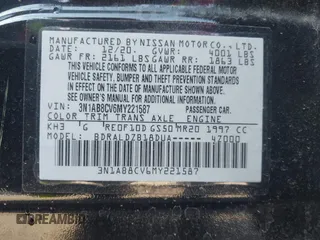 2021 Nissan Sentra SV with VIN 3N1AB8CV6MY221587, listed as a IAAI auction lot 41899533 with 55,317 mi miles and . Bid and sale history available at DreamBid. Image 9.