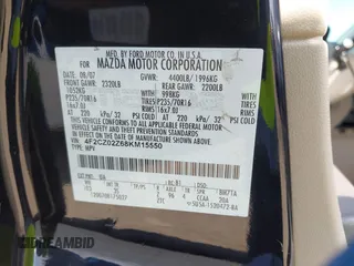 2008 Mazda Tribute Sport with VIN 4F2CZ02Z68KM15550, listed as a IAAI auction lot 41615133 with 215,803 mi miles and . Bid and sale history available at DreamBid. Image 9.