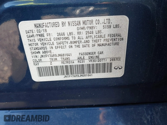 2018 Infiniti Q50 RED SPORT 400 with VIN JN1FV7AR9JM481641, listed as a IAAI auction lot 42040600 with 40,840 mi miles. Bid and sale history available at carsss.com. Image 9.