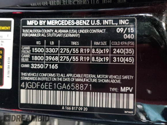 2016 Mercedes-Benz GL with VIN 4JGDF6EE1GA658871, listed as a Copart auction lot 75870944 with 119,801 mi miles and Clean Title. Bid and sale history available at carsss.com. Image 13.