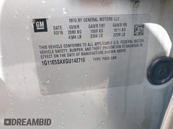 2016 Chevrolet Malibu Limited LTZ with VIN 1G11E5SAXGU142716, listed as a IAAI auction lot 40064815 with 260,881 mi miles. Bid and sale history available at carsss.com. Image 9.