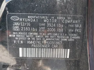2017 Hyundai Elantra SE with VIN KMHD74LF5HU091867, listed as a IAAI auction lot 41979769 with 112,037 mi miles. Bid and sale history available at carsss.com. Image 9.
