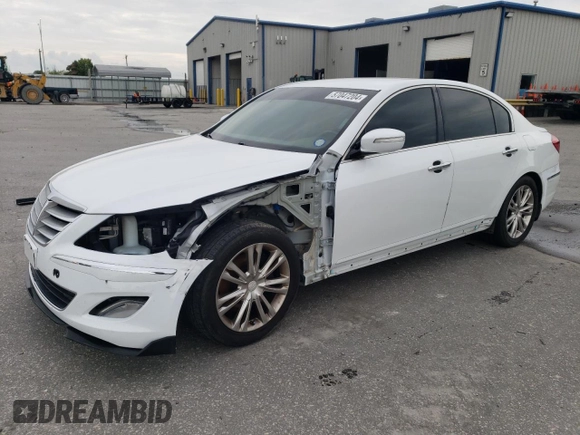 2014 Hyundai Genesis 3.8L with VIN KMHGC4DD1EU259750, listed as a Copart auction lot 57047204 with 148,079 mi miles and Salvage Title. Bid and sale history available at carsss.com. Image 1.