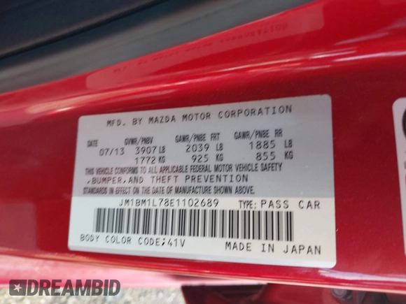 2014 Mazda 3 i Touring with VIN JM1BM1L78E1102689, listed as a IAAI auction lot 42376619 with 65,244 mi miles and . Bid and sale history available at DreamBid. Image 9.