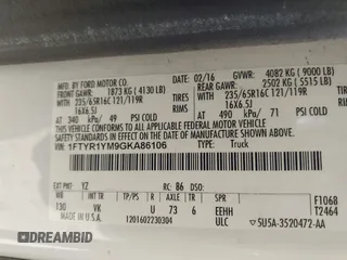 2016 Ford Transit Cargo with VIN 1FTYR1YM9GKA86106, listed as a IAAI auction lot 41943153 with 132,443 mi miles and . Bid and sale history available at DreamBid. Image 9.