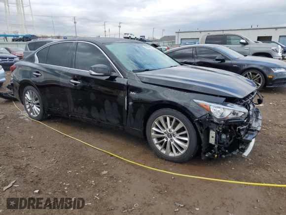 2019 Infiniti Q50 3.0t LUXE with VIN JN1EV7AR5KM554095, listed as a Copart auction lot 50028605 with 82,599 mi miles and Salvage Title. Bid and sale history available at carsss.com. Image 4.