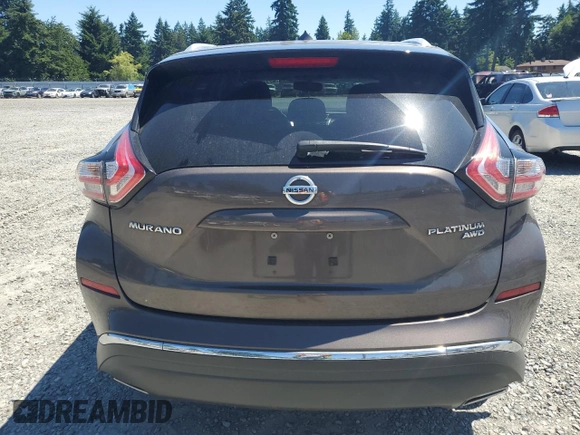2015 Nissan Murano Platinum with VIN 5N1AZ2MH8FN225229, listed as a Copart auction lot 62321005 with 122,316 mi miles and Salvage title. Bid and sale history available at DreamBid. Image 6.