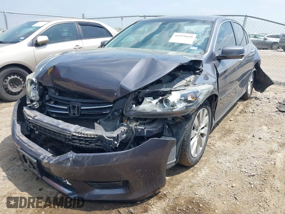 2014 Honda Accord EX-L with VIN 1HGCR2F81EA212596, listed as a IAAI auction lot 41959668 with 143,839 mi miles and . Bid and sale history available at carsss.com. Image 2.