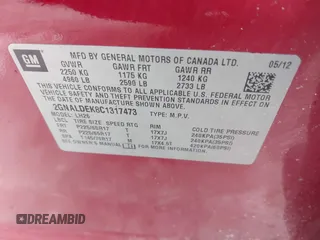 2012 Chevrolet Equinox LT w/1LT with VIN 2GNALDEK8C1317473, listed as a IAAI auction lot 41397576 with 156,837 mi miles. Bid and sale history available at carsss.com. Image 9.