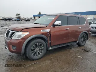 2017 Nissan Armada Platinum z VIN JN8AY2NE9H9701094, wystawiony jako Copart lot #47948555 z przebiegiem 143 824 mil mil oraz Czysty tytuł • Clean title. Historia ofert i sprzedaży dostępna na DreamBid. Obrazek 1.