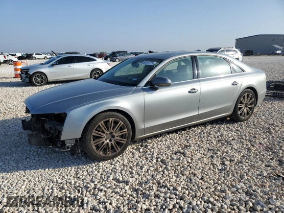 2012 Audi A8 with VIN WAURVAFD4CN023004, listed as a Copart auction lot 50181715 with 121,590 mi miles and Salvage title. Bid and sale history available at DreamBid. Image 1.