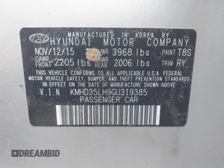 2016 Hyundai Elantra z VIN KMHD35LH9GU319385, wystawiony jako IAAI lot #42071149 z przebiegiem 129 154 mil mil oraz . Historia ofert i sprzedaży dostępna na DreamBid. Obrazek 9.