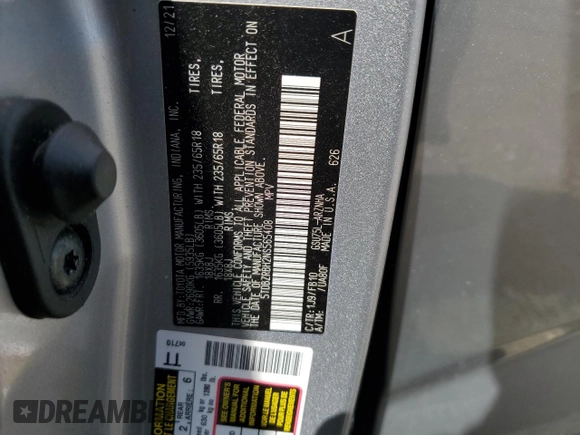 2022 Toyota Highlander LE с VIN 5TDBZRBH2NS565408, выставлен на аукционе Copart как лот 55109205 с пробегом 181 323 миль миль и Списание • Salvage title. История ставок и продаж доступна на DreamBid. Изображение 14.