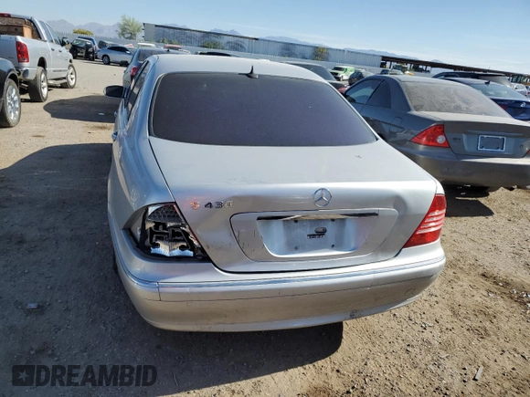 2005 Mercedes-Benz S-Class 4.3L with VIN WDBNG70J55A455669, listed as a Copart auction lot 54768404 with 190,010 mi miles and Salvage Title. Bid and sale history available at carsss.com. Image 6.