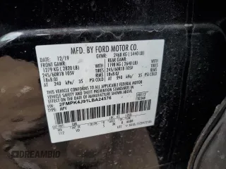 2020 Ford Edge SEL with VIN 2FMPK4J91LBA24576, listed as a Copart auction lot 50312435 with 87,956 mi miles and Salvage Title. Bid and sale history available at DreamBid. Image 13.