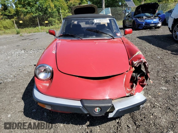 1986 Alfa Romeo Spider Veloce z VIN ZARBA5417G1036669, wystawiony jako Copart lot #83489434 z przebiegiem 71 219 mil mil oraz Czysty tytuł • Clean title. Historia ofert i sprzedaży dostępna na DreamBid. Obrazek 5.