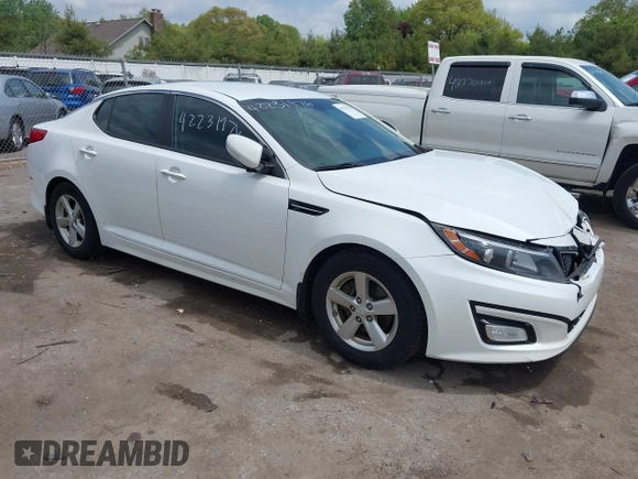 2015 Kia Optima LX z VIN KNAGM4A70F5649084, wystawiony jako IAAI lot #42231976 z przebiegiem 152 545 mil mil oraz . Historia ofert i sprzedaży dostępna na DreamBid. Obrazek 1.