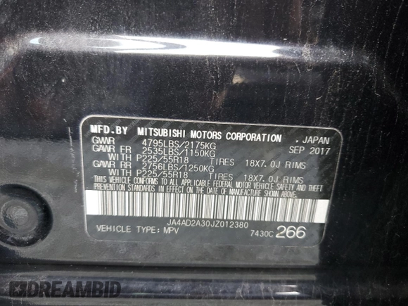 2018 Mitsubishi Outlander ES z VIN JA4AD2A30JZ012380, wystawiony jako Copart lot #49261195 z przebiegiem 228 783 mil mil oraz Tytuł czysty. Historia ofert i sprzedaży dostępna na DreamBid. Obrazek 12.