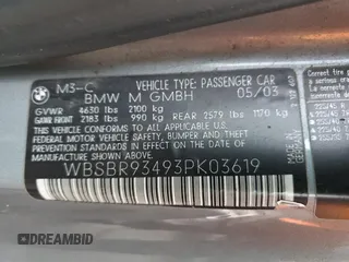 2003 BMW 3 Series M3 with VIN WBSBR93493PK03619, listed as a Copart auction lot 83485744 with 139,652 mi miles and Clean Title. Bid and sale history available at carsss.com. Image 12.