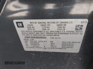 2013 GMC Terrain SLT with VIN 2GKFLXEK3D6288022, listed as a IAAI auction lot 42049710 with 99,439 mi miles and . Bid and sale history available at DreamBid. Image 9.