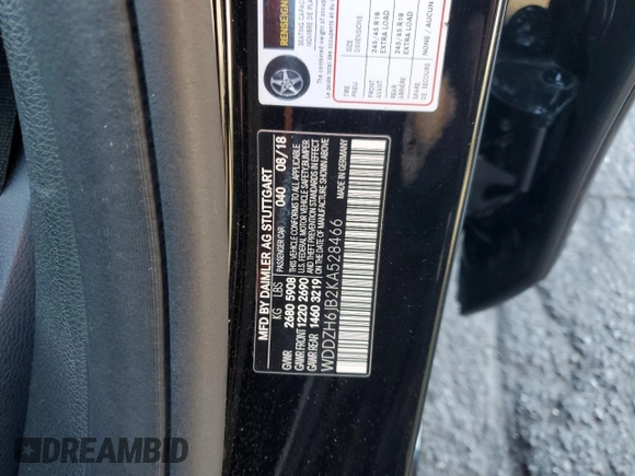 2019 Mercedes-Benz E 450 with VIN WDDZH6JB2KA528466, listed as a Copart auction lot 86706824 with 25,922 mi miles and Salvage Title. Bid and sale history available at DreamBid. Image 14.