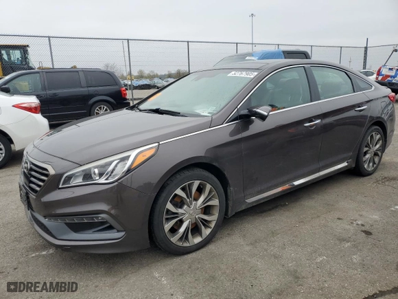 2015 Hyundai Sonata 2.0T Sport with VIN 5NPE34AB7FH224737, listed as a Copart auction lot 52767905 with 117,005 mi miles and Salvage Title. Bid and sale history available at carsss.com. Image 1.