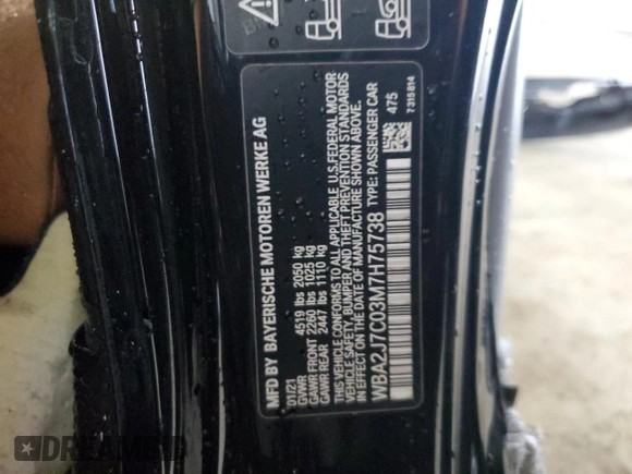 2021 BMW 2 Series M240i xDrive with VIN WBA2J7C03M7H75738, listed as a Copart auction lot 87224694 with 34,875 mi miles and Salvage Title. Bid and sale history available at carsss.com. Image 13.