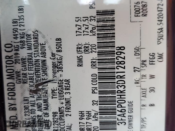 2013 Ford Fusion SE with VIN 3FA6P0HR3DR128298, listed as a Copart auction lot 52674515 with 161,936 mi miles and Salvage Title. Bid and sale history available at DreamBid. Image 12.