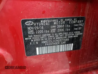 2017 Hyundai Elantra z VIN KMHD35LH7HU377089, wystawiony jako Copart lot #55217705 z przebiegiem 83 467 mil mil oraz Szkody całkowita. Historia ofert i sprzedaży dostępna na DreamBid. Obrazek 12.