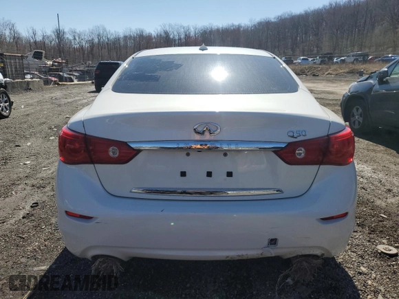 2014 Infiniti Q50 Sport with VIN JN1BV7APXEM688249, listed as a Copart auction lot 46848235 with 108,870 mi miles and Salvage Title. Bid and sale history available at DreamBid. Image 6.