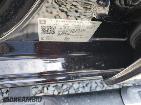 2018 Chevrolet Silverado 1500 LT with VIN 2GCVKRECXJ1107425, listed as a Copart auction lot 56134595 with 108,849 mi miles and Salvage Title. Bid and sale history available at DreamBid. Image 13.