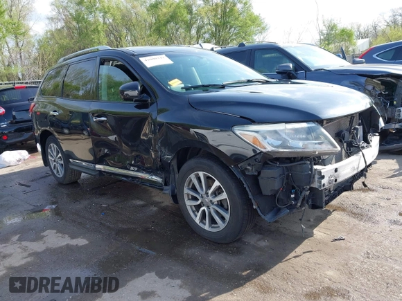 2016 Nissan Pathfinder SV with VIN 5N1AR2MNXGC663656, listed as a IAAI auction lot 42000343 with 122,577 mi miles. Bid and sale history available at carsss.com. Image 1.