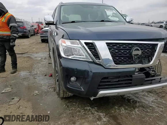 2018 Nissan Armada Platinum with VIN JN8AY2NE8J9730401, listed as a Copart auction lot 44050385 with 77,305 mi miles and Salvage Title. Bid and sale history available at carsss.com. Image 11.