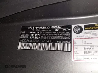 2020 Mercedes-Benz SLC 43 AMG with VIN WDDPK6GA0LF167413, listed as a IAAI auction lot 41846888 with Not Provided miles and . Bid and sale history available at DreamBid. Image 9.