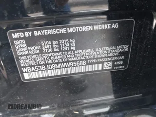 2021 BMW 5 Series 540i with VIN WBA53BJ08MWW95688, listed as a IAAI auction lot 42064036 with 39,410 mi miles and . Bid and sale history available at carsss.com. Image 9.