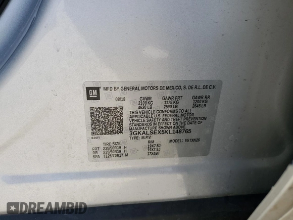 2019 GMC Terrain Denali with VIN 3GKALSEX5KL148765, listed as a Copart auction lot 48076905 with 103,379 mi miles and Salvage Title. Bid and sale history available at carsss.com. Image 15.