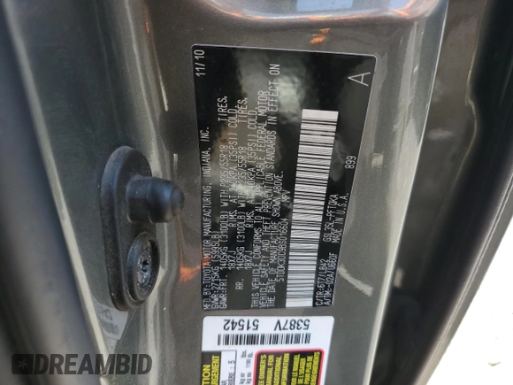 2011 Toyota Sienna XLE с VIN 5TDDK3DC9BS016604, выставлен на аукционе Copart как лот 59236145 с пробегом 372 585 миль миль и Чистый • Clean title. История ставок и продаж доступна на DreamBid. Изображение 13.