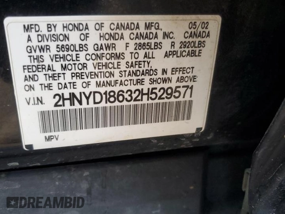 2002 Acura MDX Touring Pkg with VIN 2HNYD18632H529571, listed as a Copart auction lot 78059964 with 266,736 mi miles and Salvage Title. Bid and sale history available at carsss.com. Image 13.